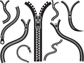 Zipper Silhouette on White Background