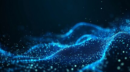 Futuristic technology data wave background shows glowing blue network and innovation in artificial intelligence and digital connectivity