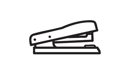 A stapler is illustrated in a simple line drawing on a white background