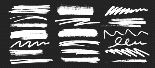 Plakat Hand drawn chalk and charcoal marks. Rough strokes and scribbles with grunge pastel pencil texture. White underline doodles and sketchy brush bar elements