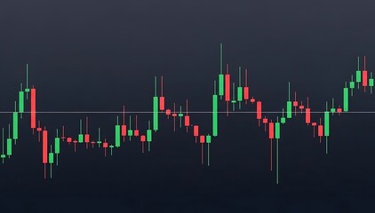 Financial market trading graph with candlestick chart showing price fluctuations and trends over time
