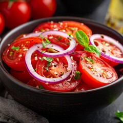 Tomatensalat mit roten Zwiebeln