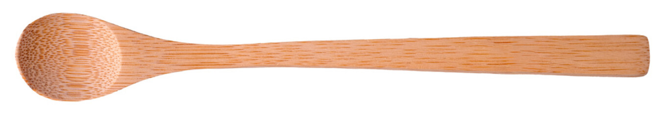 Wooden spoon with a long handle on an isolated background.