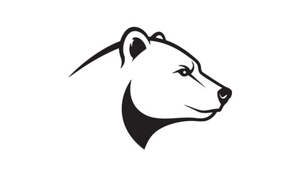 A simple black and white illustration of a polar bear's head in profile