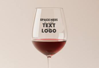 Red Wine Glass Text or Logo Mockup
