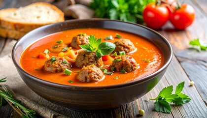 Tomatensuppe mit Fleischb&auml;llchen