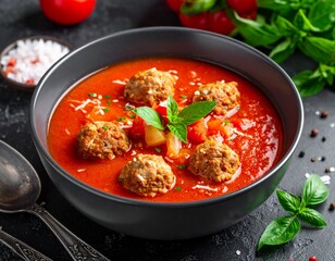 Tomatensuppe mit Fleischb&auml;llchen