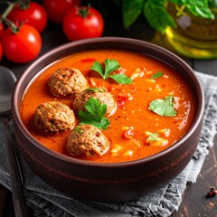 Tomatensuppe mit Fleischb&auml;llchen