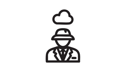 Man in suit and hat illustration with cloud above