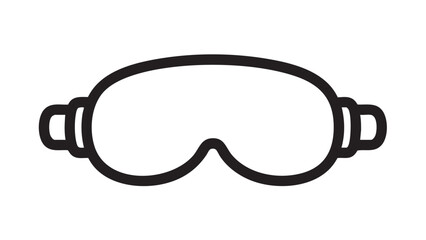 Simple black and white illustration of goggles on a plain white background