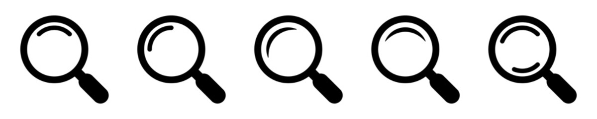 Magnifying Glass Icon Set, Search, Find and Navigation Symbols