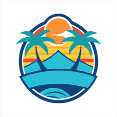 Summer Beach Icon Logo Vector