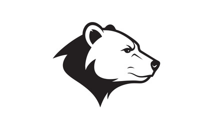 Black and white illustration of a bear's head profile on a plain background