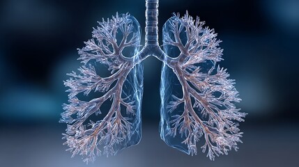 Anatomical illustration showing the human respiratory system's internal structure and details