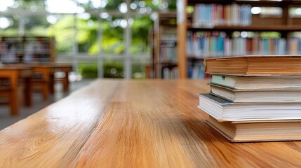 A solitary chair is positioned in a library with a view of shelves filled with books and large windows letting in natural light