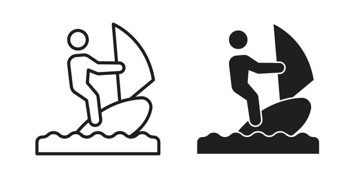 Windsurf icons or logo isolated sign symbol vector illustration - high quality black style vector icons