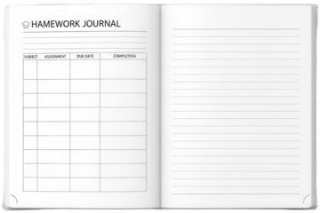 homework journal png student assignment notebook png school planner book png academic writing journal png homework tracker png education organizer png transparent background image