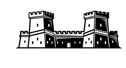 Obraz premium Classic Medieval Castle Fortress with Two Towers Logo Design