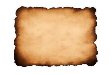 Retro aged paper with dark scorched borders, providing a distressed brown background for design elements on a transparent layer