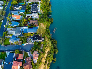 Aerial View of Auckland Coastal Harbor, New Zealand