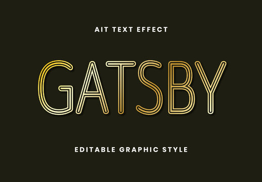 Gold Gatsby Outline Text Effect Art Deco Outline Font