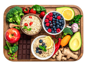 Healthy food ingredients isolated on white background