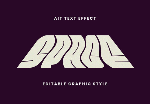 White Warped Perspective Text Effect Groovy Retro Curved Font