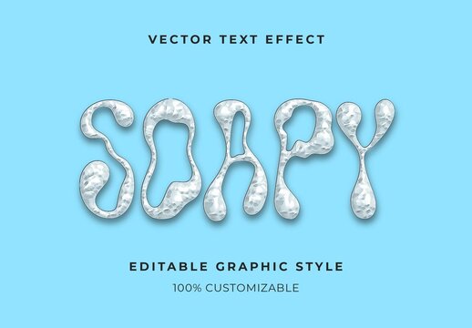 White Foam Bubble Surface Text Effect Glossy Liquid Font
