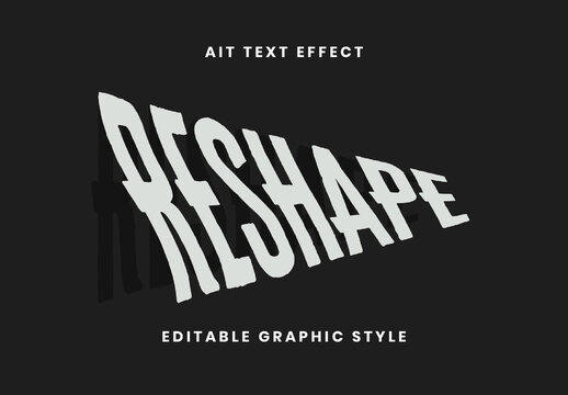 White Warped Perspective Text Effect Slanted Depth Warped Font