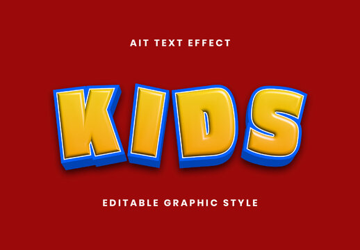 Yellow And Blue Rubber Toy Text Effect Comic 3D Playful Cartoon Font