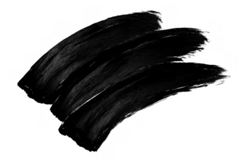 Black curved brush strokes creating an abstract texture background element with paint smear effect