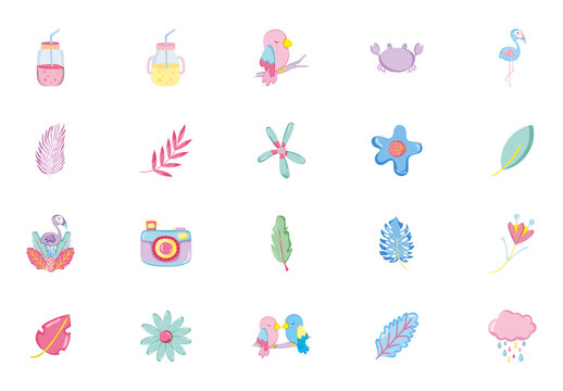 Colorful Summer Icons Set