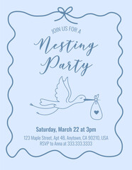 Nesting Party invitation poster with rainbows. Vector illustration pastel colors