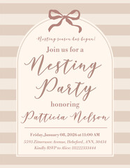 Nesting Party invitation poster. Vector illustration pastel colors