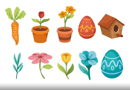 Multicolor Spring Seasonal Illustration Set