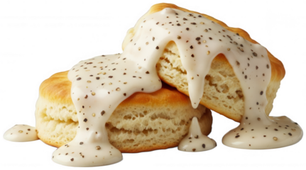 Biscuit and gravy png southern breakfast png biscuits with gravy png comfort food png country style meal png homestyle biscuit gravy png breakfast dish png transparent background image