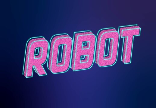 Pink And Blue Cyberpunk Text Effect Isometric Neon Futuristic Font