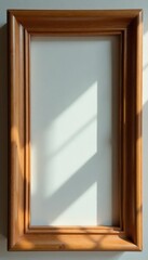 Elegant wooden rectangular frame, smooth finish , brown, illustration, frame mockup
