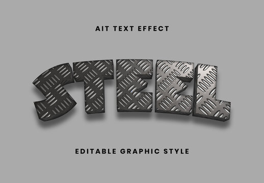 Black And Gray 3D Steel Sign Text Effect Industrial Heavy Font