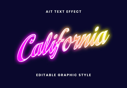 Pink And Yellow Retro Blur Neon Text Effect Glow Script Font