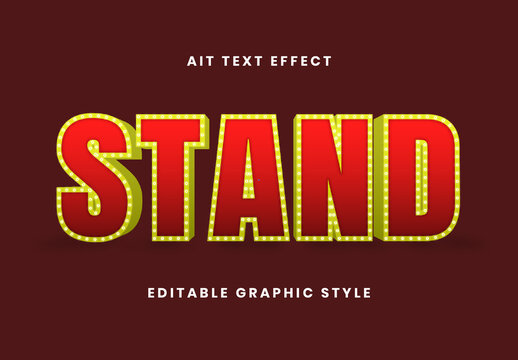 Red And Yellow 3D Stand Text Effect Marquee Light Font