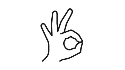 Obraz premium OK Hand Gesture Line Art Icon for Approval Success Perfection.