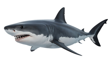 Naklejka premium A great white shark swimming in open waters