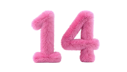 Pink Fluffy Fur Number 14 3D Typography for Valentine's Day