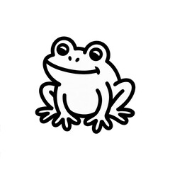 Black and White Doodle Frog Clipart Transparant Background