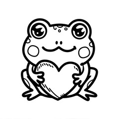 Black and White Doodle Frog Clipart Transparant Background