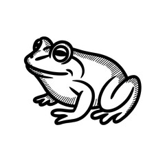 Black and White Doodle Frog Clipart Transparant Background
