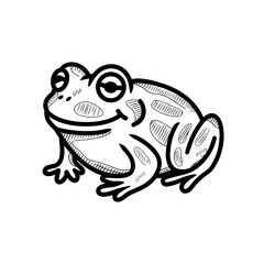 Black and White Doodle Frog Clipart Transparant Background