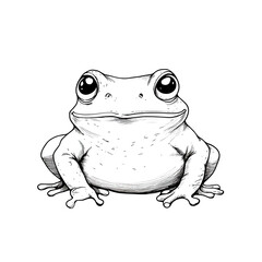 Black and White Doodle Frog Clipart Transparant Background