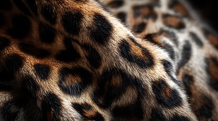 Close-up of a leopard's luxurious coat, showcasing intricate spots and rich textures